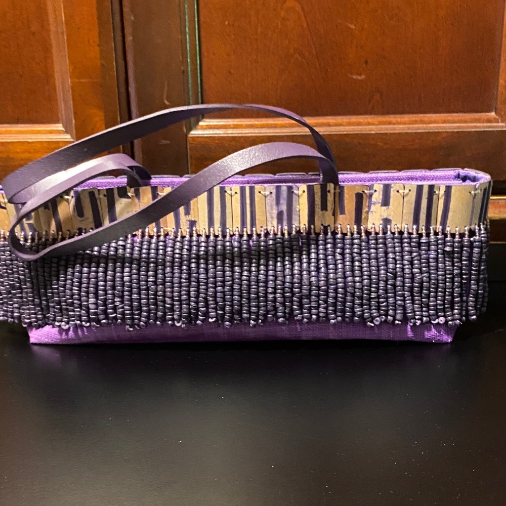 Purple Beaded Women's Bag - Picture 3 of 16